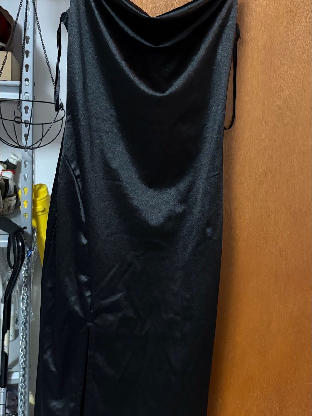 Black Satin Cowl Neck Slip Dress - Elegant Women's Evening Dress